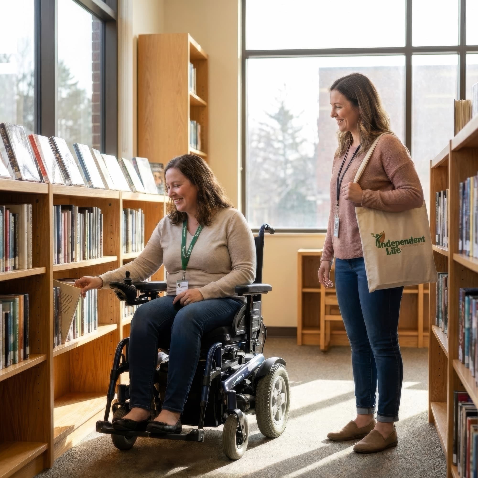 Therapist working with a participant using an AAC tablet device